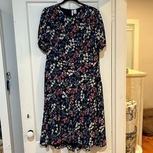 Lewit Navy Floral Dress Size 14 NWT